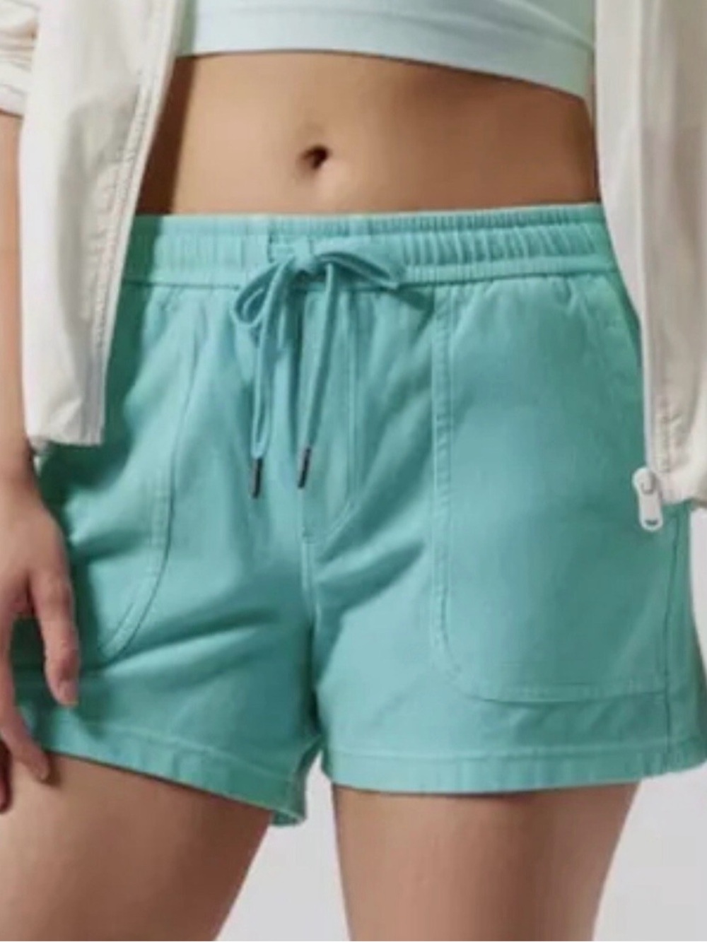 Athleta Woman’s XS Aqua Drawstring Sweatpant Casual Shorts Great Condition